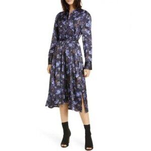 ⭐️⭐️⭐️SOLD⭐️⭐️⭐️Vince Plumeria Blooms Long Sleeve Hammered Satin Dress